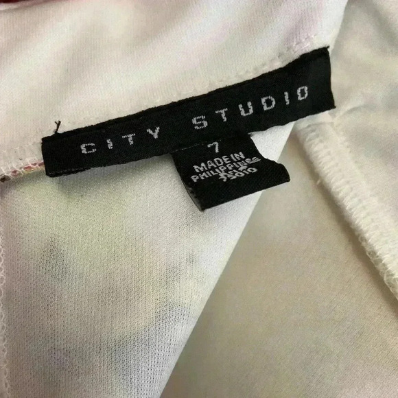 City Studio Juniors/Women's A-Line Skirt 7 White Pink Yellow Floral Hi Low‎ Boho - Picture 7 of 9